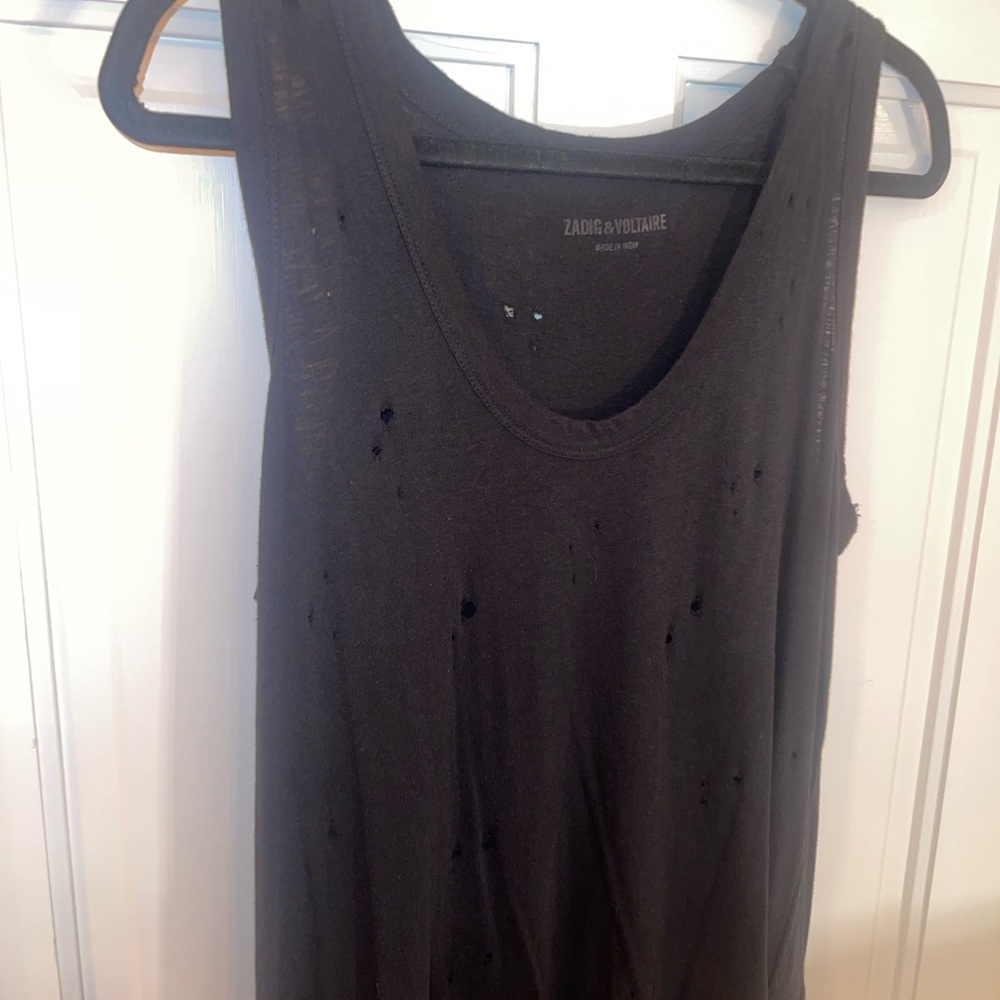 Zadig & Voltaire Black Distressed Tank (L)